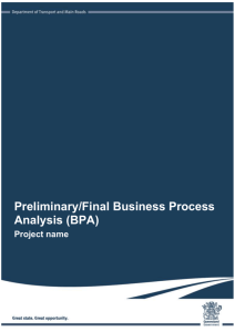 Preliminary/ Final Business Process Analysis (BPA)