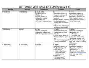 SEPTEMBER 2015--ENGLISH 2 CP (Periods 2 & 6) Monday
