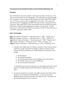 Essay Options for the Scientific Revolution and the Protestant