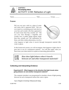 Activity 3 Homework: Refraction of Light