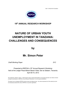 7.0 The Magnitude of Urban Youth Unemployment in