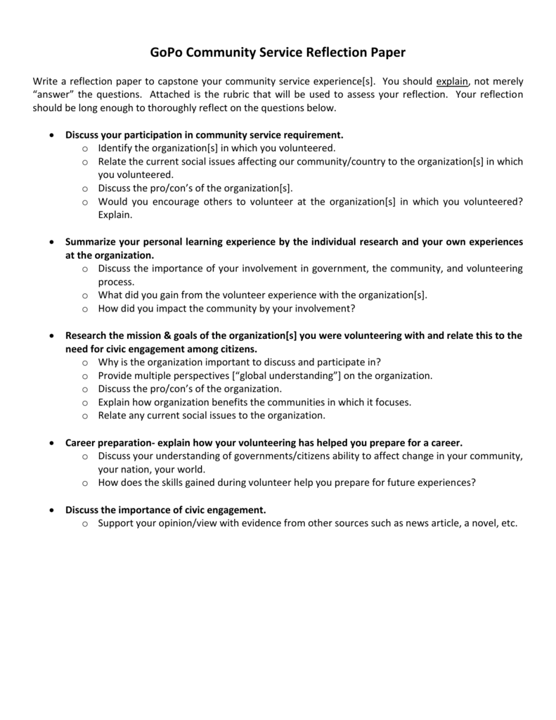 individual reflection paper example