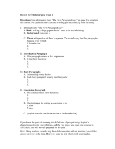 Essay Structure Review: Midterm Quiz Prep