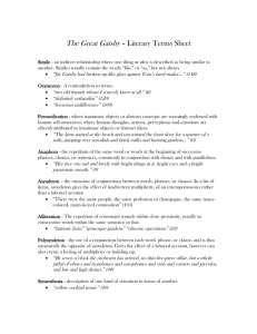 The Great Gatsby – Literary Terms Sheet