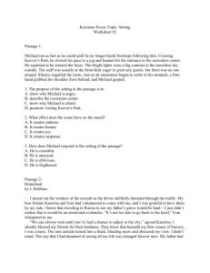 Keystone Focus Topic: Setting Worksheet #2 Passage 1: Michael