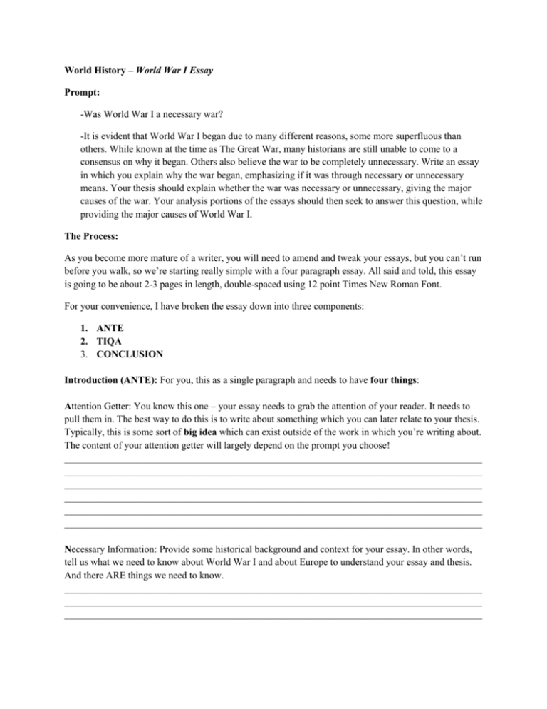 wwi enduring issue essay