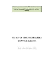Review of Recent Literature on Nuclear Issues