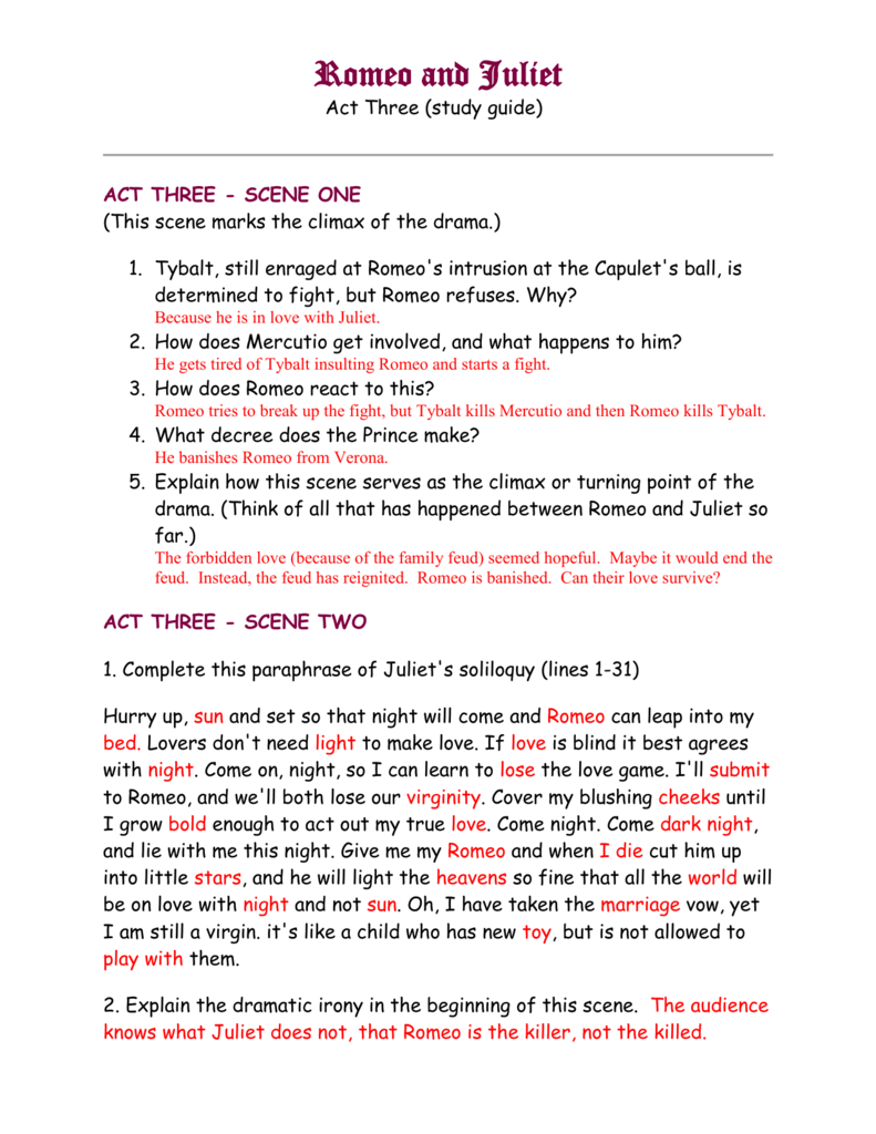 RJ Act 3 Study Guide With Answers doc RJ Act 3 Study Guide With Answers doc