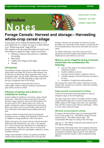 Forage Cereals: Harvest and storage:- Harvesting whole