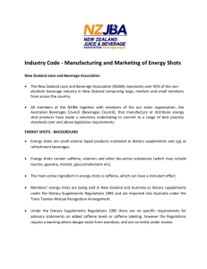 Industry Code for the Manufacturing and Marketing of Energy Shots