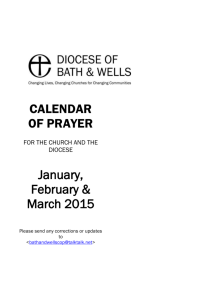CALENDAR OF PRAYER FOR THE CHURCH AND THE DIOCESE