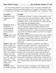 Poetry Analysis Format