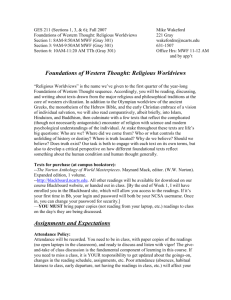 GES 211 Foundations of Western Thought: Religious Worldviews