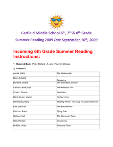 6th Grade Self-Contained Classes: Read ONE book from the