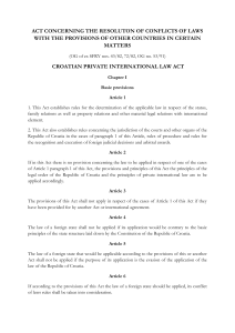 ACT CONCERNING THE RESOLUTON OF CONFLICTS OF LAWS