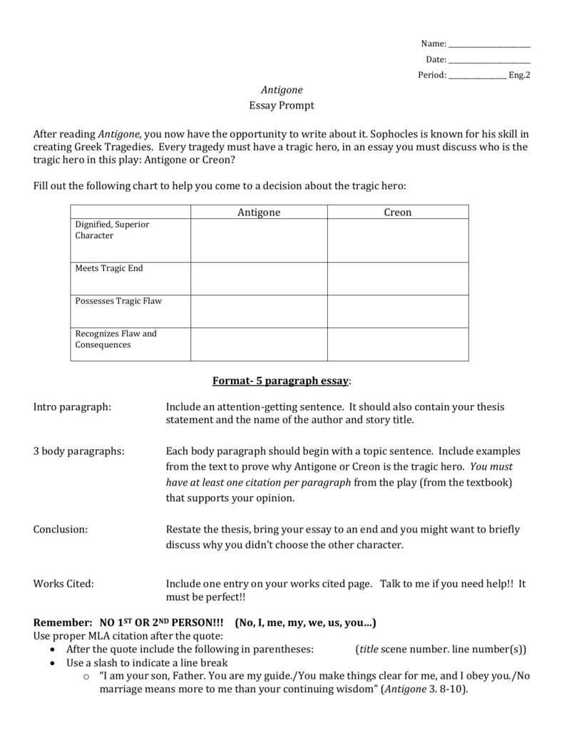 Creon As A Tragic Hero Chart Answers