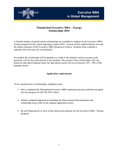 Thunderbird Executive MBA – Europe Scholarships 2010 A limited