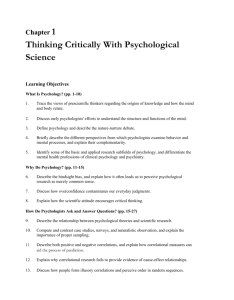 Chapter 1 Thinking Critically With Psychological Science Learning