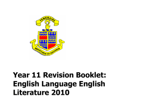 Year 11 Revision Booklet: English Language English Literature