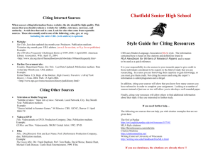 Chatfield Citation Guide - Chatfield Senior High School