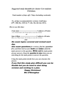 Suggested study timetable for Junior Certs 2010