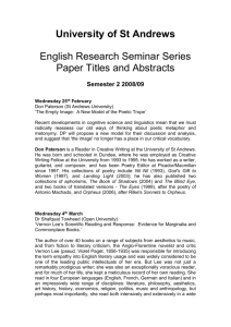 Titles and Abstracts for Seminar Series