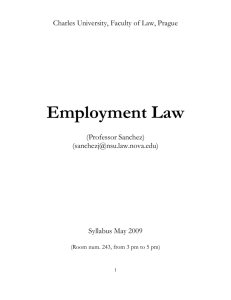 Charles University, Faculty of Law, Prague Employment Law
