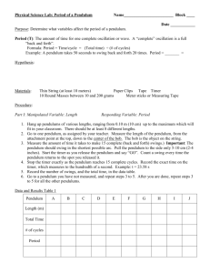 Physical Science Lab: Period of a Pendulum