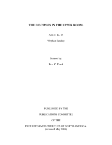 the disciples in the upper room - Free Reformed Churches of North