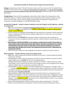 Ms. Menard`s Outline for the Short Story Compare and Contrast