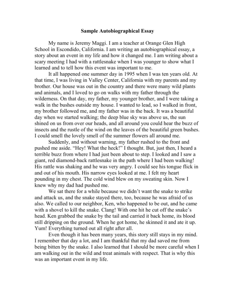 autobiography college essay