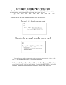 SOURCE CARD PROCEDURE