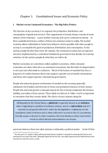 Chapter 1: Constitutional Issues and Economic Policy I. Market