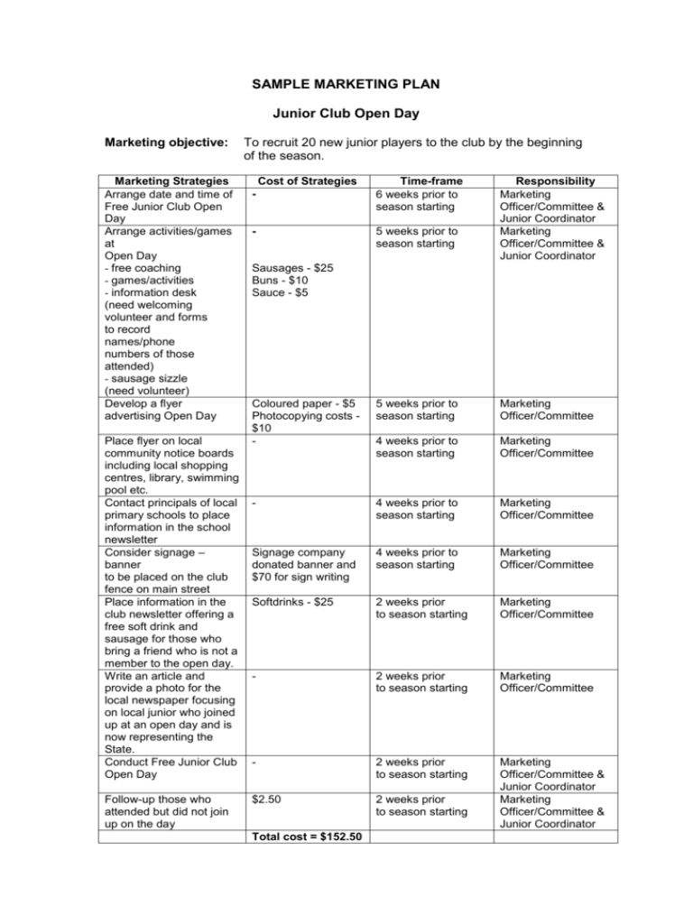 sample marketing plan