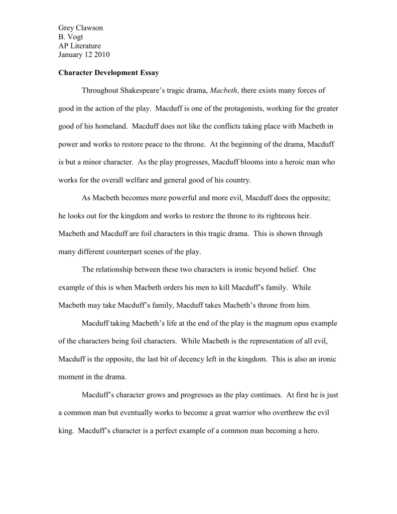 Character Development Essay