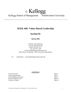 course schedule - Kellogg School of Management