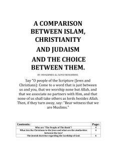 A Comparison between Islam, Christianity and Judaism and the