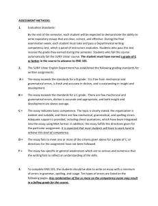 ASSESSMENT METHODS: 1. Evaluation Standards: By the end of