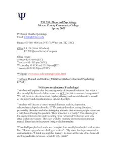 Psy 210- Anormal Psychology - Mercer County Community College