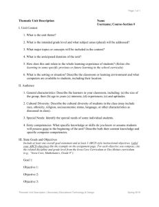 Thematic Unit Description Paper