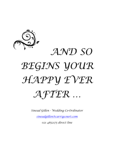 AND SO BEGINS YOUR HAPPY EVER AFTER … Sinead Gillen