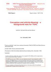 Corruption and whistle-blowing – a background note