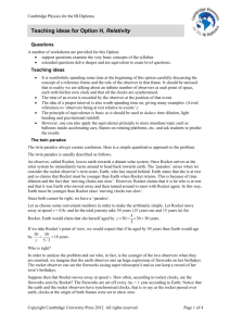 Teaching ideas for Option H, Relativity