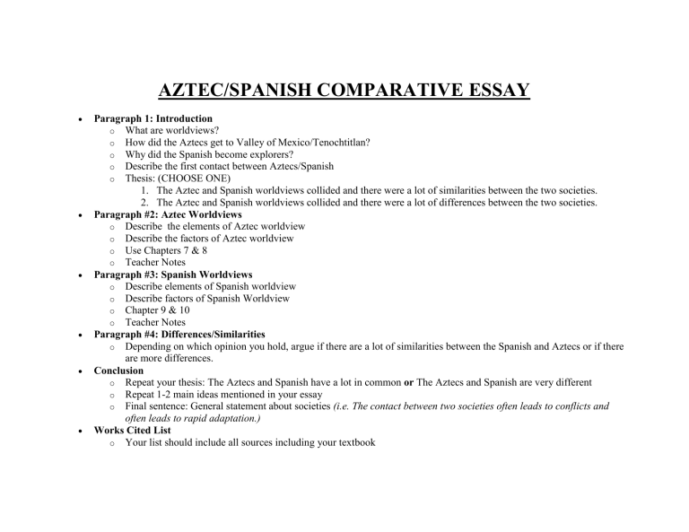 Aztec Spanish Essay