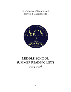 SCS - Summer Reading List - Grades 6 - 8