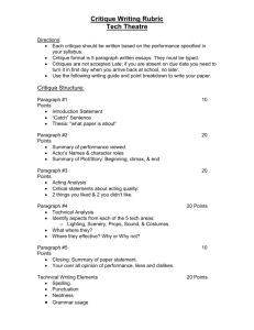 Critique Writing Rubric