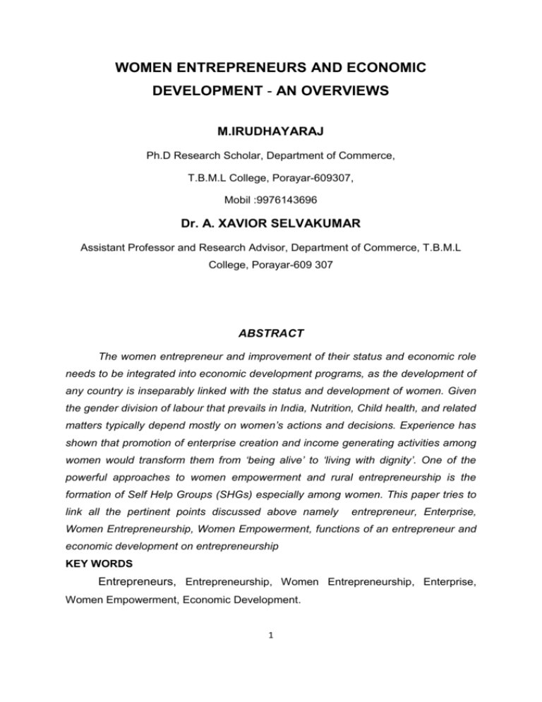 women's role in economic development essay pdf