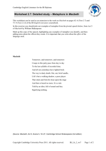 Worksheet 2.7: Detailed study – Metaphors in Macbeth