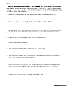 Guided Reading Questions for The Crucible, Act II, pp. 171