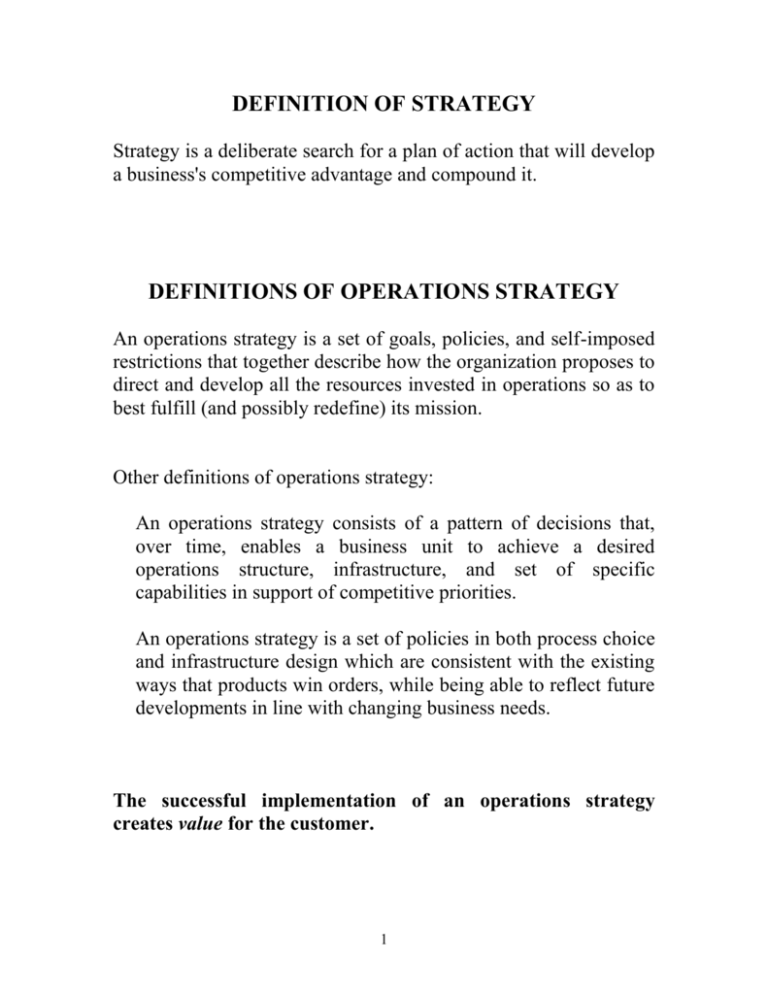 DEFINITION OF STRATEGY